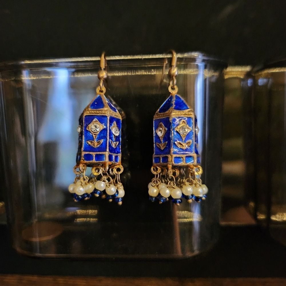 Elegant Blue and Gold Earrings